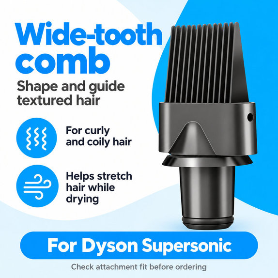 Pieptene cu dinți rari pentru Dyson Supersonic HD01, HD03, HD07, HD15, HD16