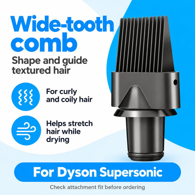 Pieptene cu dinți rari pentru Dyson Supersonic HD01, HD03, HD07, HD15, HD16