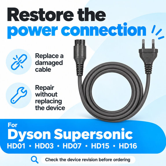 Cablu de alimentare pentru Dyson Supersonic HD01, HD03, HD07, HD15, HD16