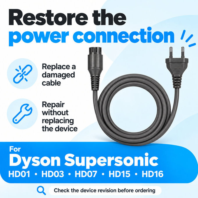 Cablu de alimentare pentru Dyson Supersonic HD01, HD03, HD07, HD15, HD16