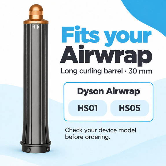 Accesoriu lung pentru bucle pentru Dyson Airwrap HS01, HS05, 30 mm, Nickel / Copper