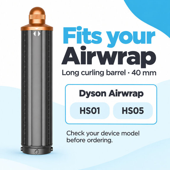 Accesoriu lung pentru bucle pentru Dyson Airwrap HS01, HS05, 40 mm, Nickel / Copper