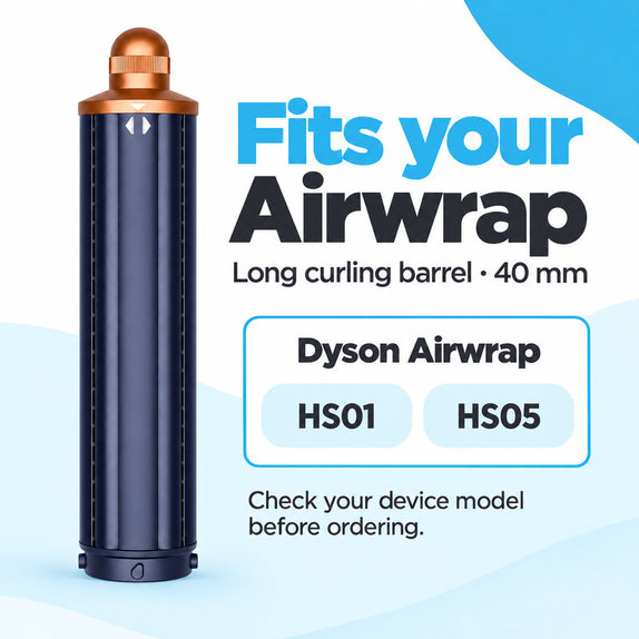 Accesoriu lung pentru bucle pentru Dyson Airwrap HS01, HS05, 40 mm, Prussian Blue / Rich Copper
