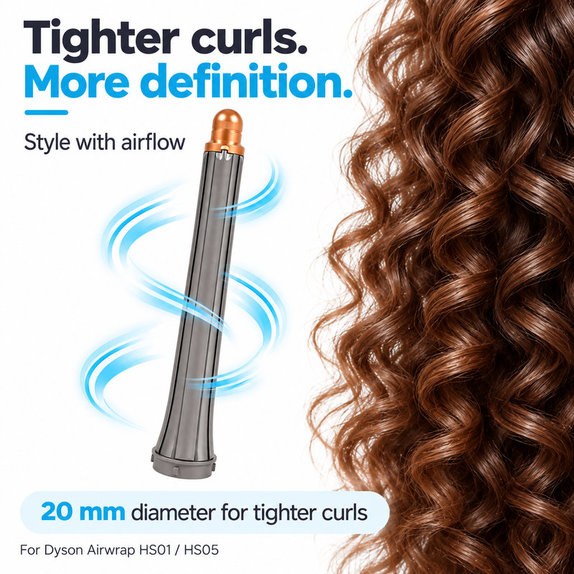 Accesoriu lung pentru bucle pentru Dyson Airwrap HS01, HS05, 20 mm, Nickel / Copper