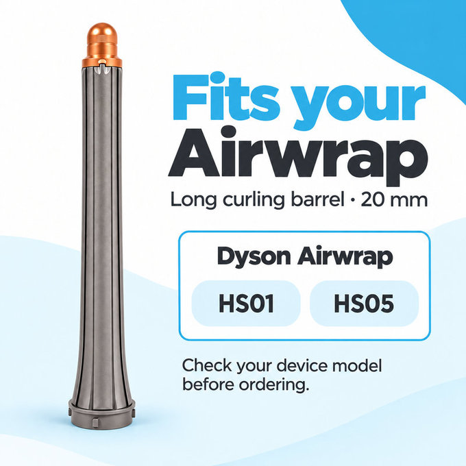 Accesoriu lung pentru bucle pentru Dyson Airwrap HS01, HS05, 20 mm, Nickel / Copper