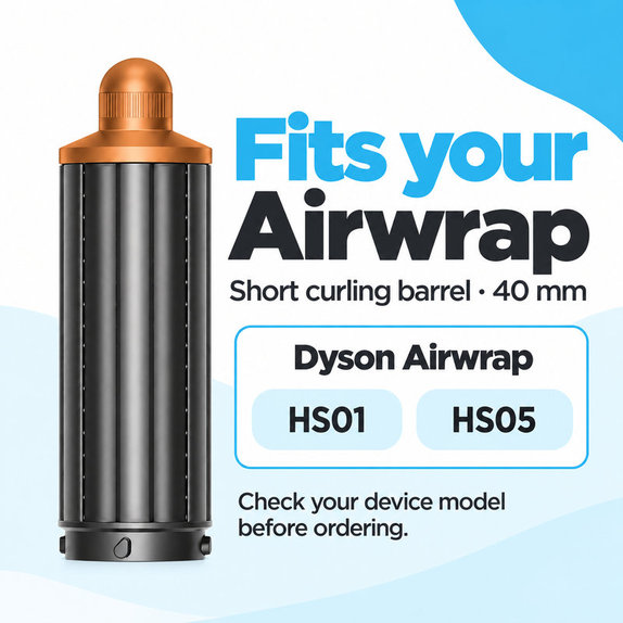 Accesoriu scurt pentru bucle pentru Dyson Airwrap HS01, HS05, 40 mm, Nickel / Copper