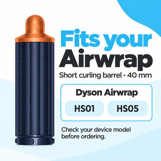 Accesoriu scurt pentru bucle pentru Dyson Airwrap HS01, HS05, 40 mm, Prussian Blue / Rich Copper
