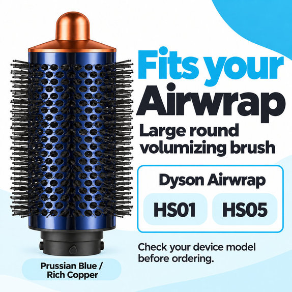 Perie rotundă mare pentru volum pentru Dyson Airwrap HS01, HS05, Prussian Blue / Rich Copper