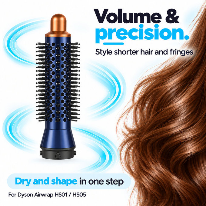 Perie rotundă mică pentru volum pentru Dyson Airwrap HS01, HS05, Prussian Blue / Rich Copper