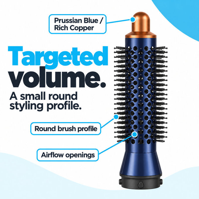 Perie rotundă mică pentru volum pentru Dyson Airwrap HS01, HS05, Prussian Blue / Rich Copper