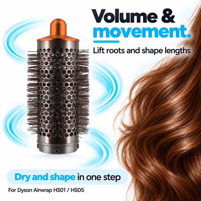 Perie rotundă medie pentru volum pentru Dyson Airwrap HS01, HS05, Nickel / Copper