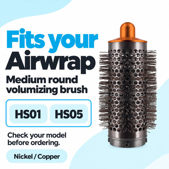 Perie rotundă medie pentru volum pentru Dyson Airwrap HS01, HS05, Nickel / Copper