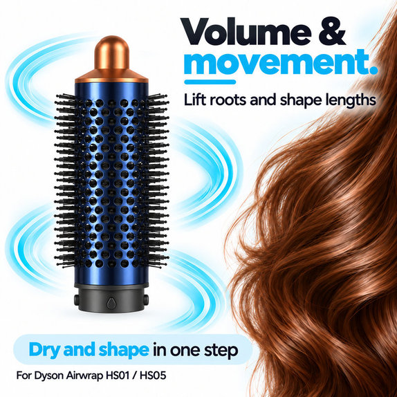 Perie rotundă medie pentru volum pentru Dyson Airwrap HS01, HS05, Prussian Blue / Rich Copper