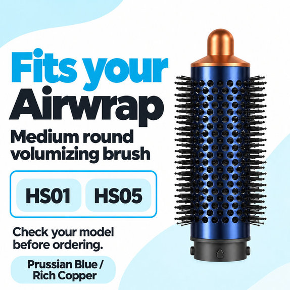 Perie rotundă medie pentru volum pentru Dyson Airwrap HS01, HS05, Prussian Blue / Rich Copper