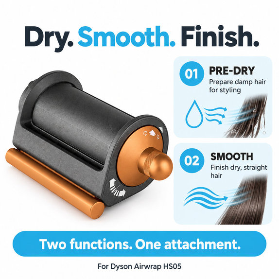 Accesoriu Coanda pentru netezire și uscare pentru Dyson Airwrap HS05, Nickel / Copper