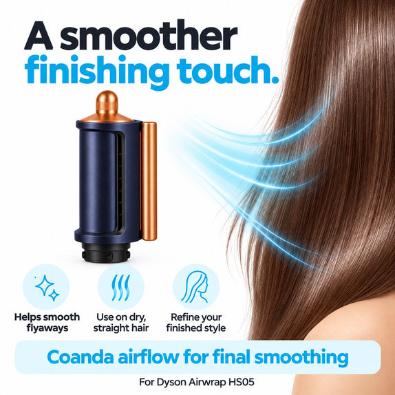 Accesoriu Coanda pentru netezire și uscare pentru Dyson Airwrap HS05, Prussian Blue / Rich Copper