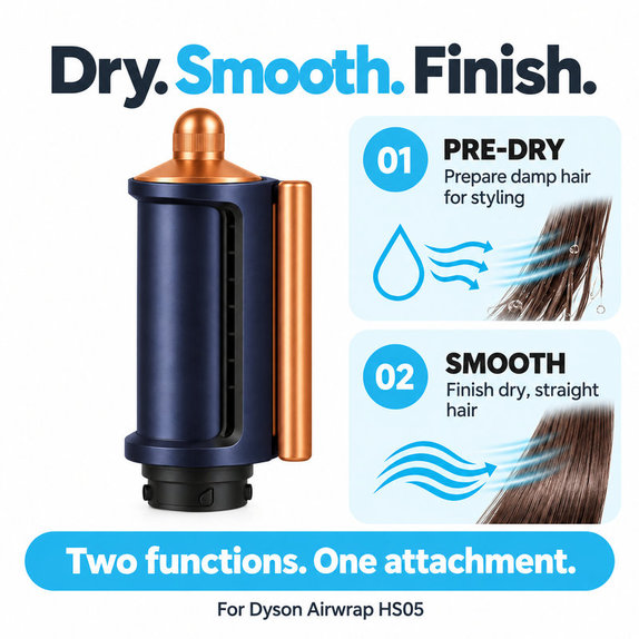 Accesoriu Coanda pentru netezire și uscare pentru Dyson Airwrap HS05, Prussian Blue / Rich Copper