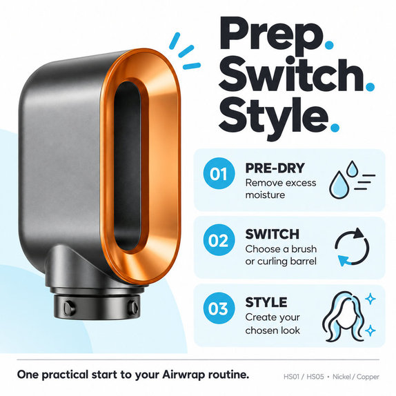 Accesoriu pentru uscare rapidă pentru Dyson Airwrap HS01, HS05, Nickel / Copper