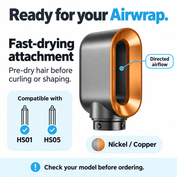Accesoriu pentru uscare rapidă pentru Dyson Airwrap HS01, HS05, Nickel / Copper