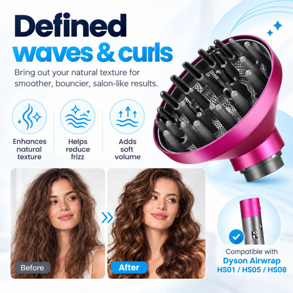 Difuzor Wave + Curl pentru Dyson Airwrap HS05, Fuchsia