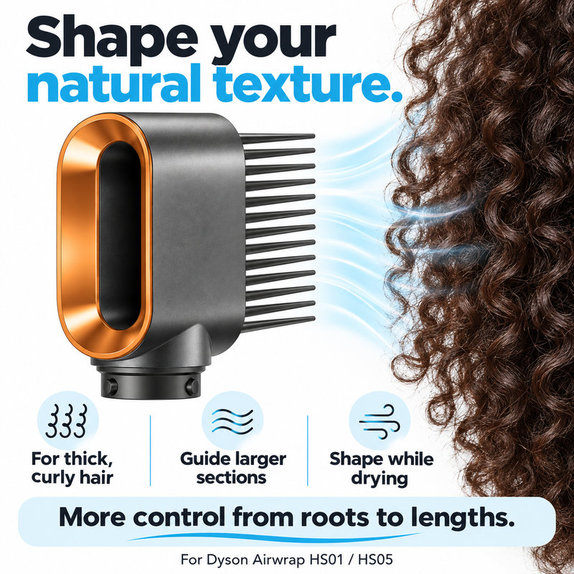 Pieptene cu dinți rari pentru Dyson Airwrap HS01, HS05, Nickel / Copper