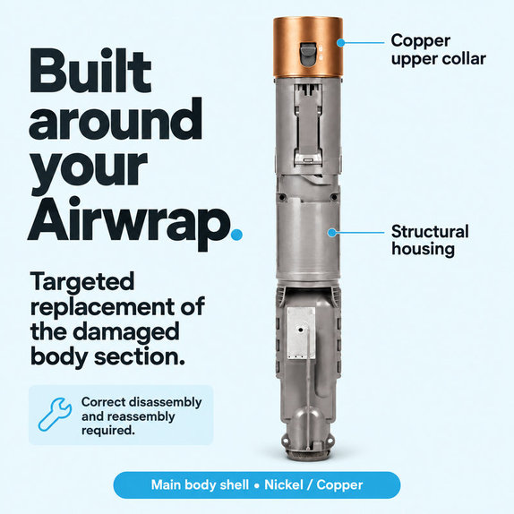 Carcasă corp principal pentru Dyson Airwrap HS01, HS05, Nickel / Copper