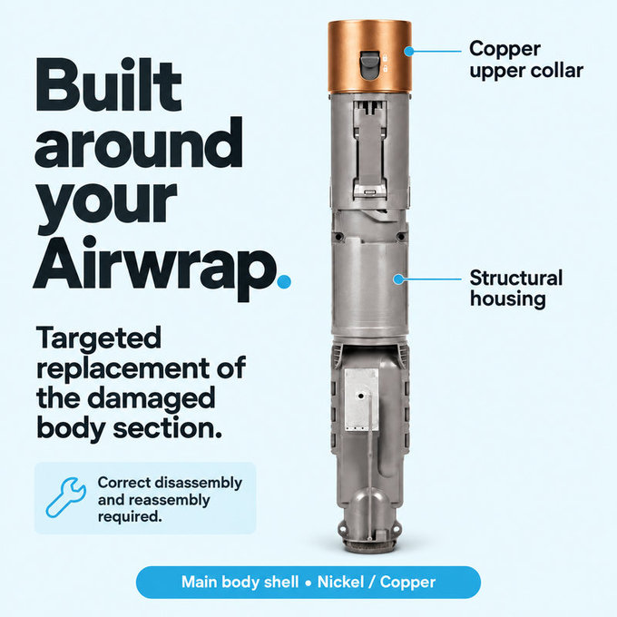 Carcasă corp principal pentru Dyson Airwrap HS01, HS05, Nickel / Copper