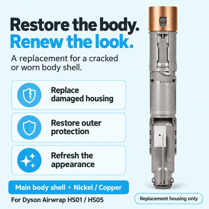 Carcasă corp principal pentru Dyson Airwrap HS01, HS05, Nickel / Copper