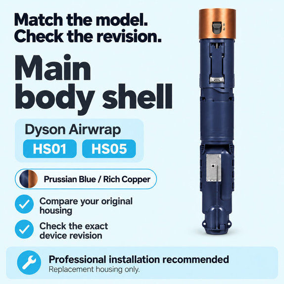 Carcasă corp principal pentru Dyson Airwrap HS01, HS05, Prussian Blue / Rich Copper