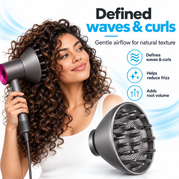 Difuzor pentru Dyson Supersonic HD01, HD03, HD07, HD15, HD16, Black / Nickel