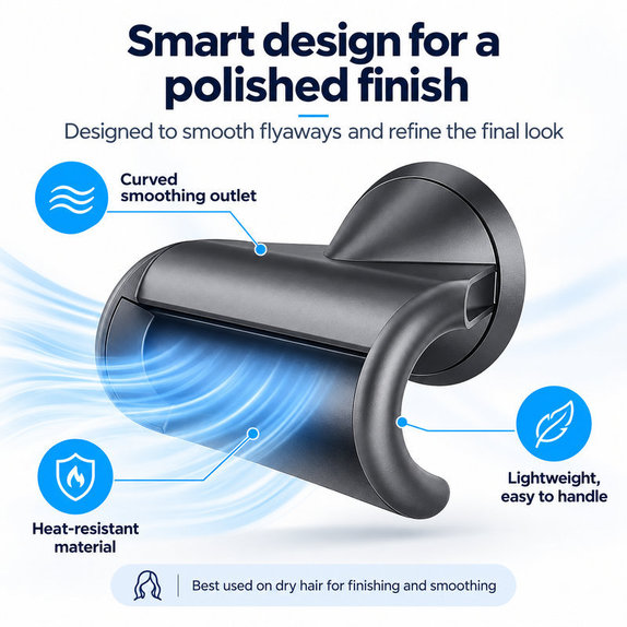 Accesoriu Flyaway pentru netezire pentru Dyson Supersonic HD01, HD03, HD07, HD15, HD16, Black