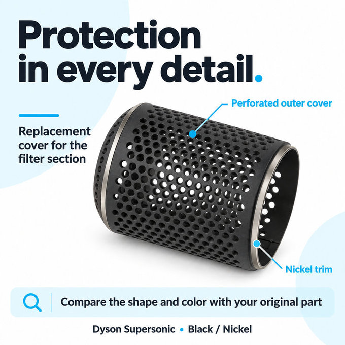 Capac filtru pentru Dyson Supersonic HD01, HD03, HD07, HD15, HD16, Black / Nickel