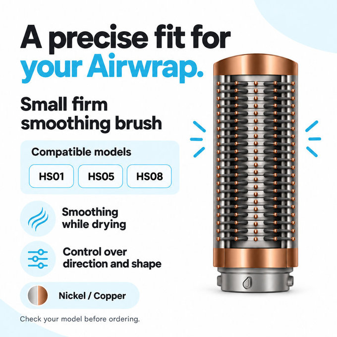 Perie fermă mică pentru netezire pentru Dyson Airwrap HS01, HS05, HS08, Nickel / Copper