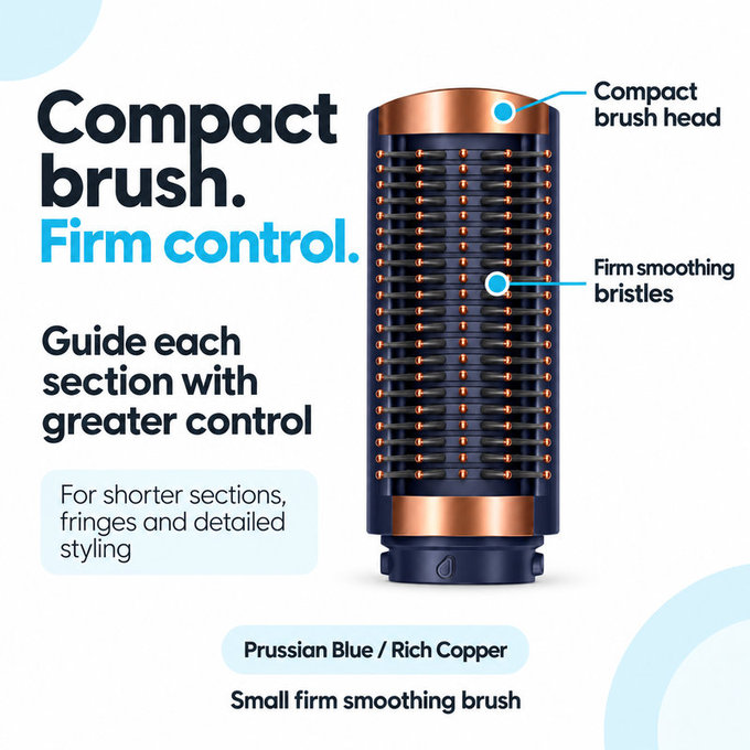 Perie fermă mică pentru netezire pentru Dyson Airwrap HS01, HS05, HS08, Prussian Blue / Rich Copper