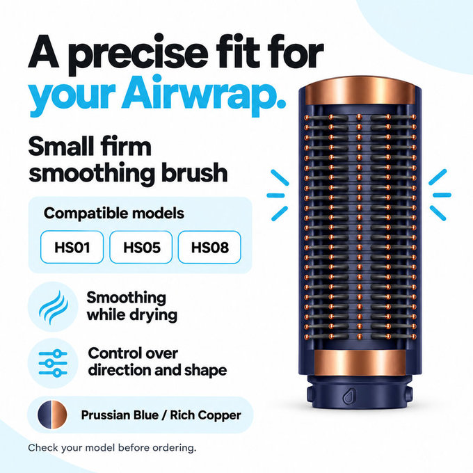 Perie fermă mică pentru netezire pentru Dyson Airwrap HS01, HS05, HS08, Prussian Blue / Rich Copper