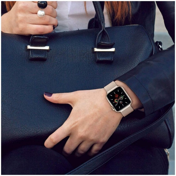 Curea Milaneseband pentru Apple Watch 8 / 9 / 10 / 11 / SE (40 / 41 / 42 mm), Rose Gold, Tech-Protect