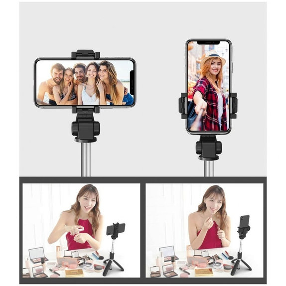 Selfie stick cu trepied L02S, neagră, Tech-Protect