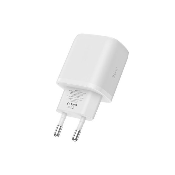 Încărcător de rețea C20W 2-PORT PD 20W / QC3.0 + USB-C Cable, albă, Tech-Protect