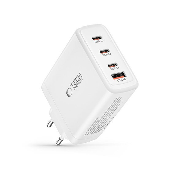 Încărcător de rețea NC100W-GAN 4-PORT PD 100W / QC3.0, albă, Tech-Protect