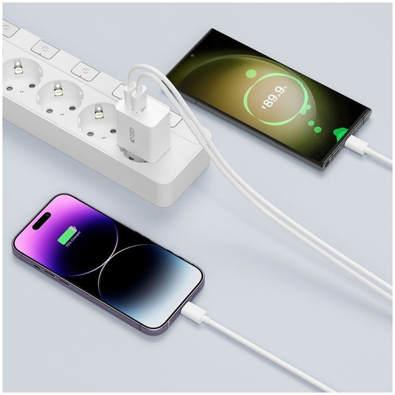 Încărcător de rețea C35W 2-PORT PD 35W, albă, Tech-Protect