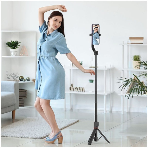 Selfie stick cu trepied L04S MagSafe, neagră, Tech-Protect