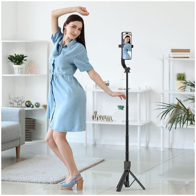 Selfie stick cu trepied L04S MagSafe, neagră, Tech-Protect