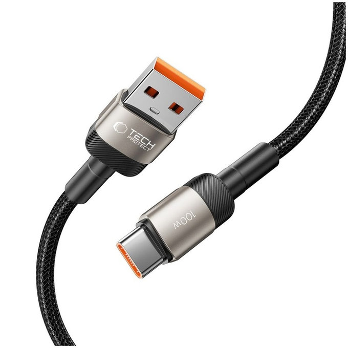 Cablu Ultraboost Evo USB-C Cable 100W/5A 200cm, Titanium, Tech-Protect