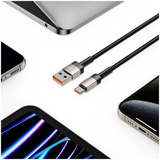 Cablu Ultraboost Evo USB-C Cable 100W/5A 200cm, Titanium, Tech-Protect