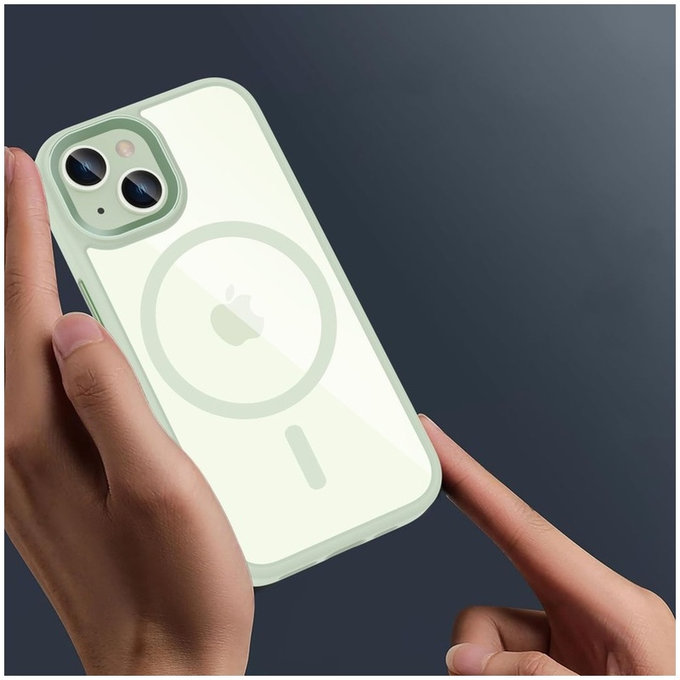 Husă MagMat MagSafe pentru iPhone 15, verde/transparentă, Tech-Protect