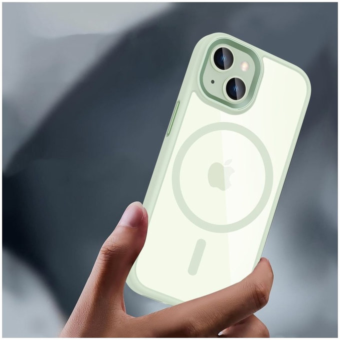 Husă MagMat MagSafe pentru iPhone 15, verde/transparentă, Tech-Protect