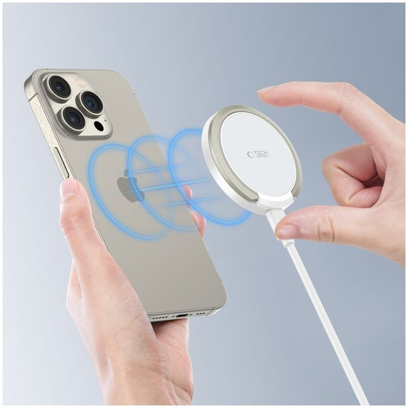 Încărcător wireless QI15W-A33 Magnetic MagSafe, albă, Tech-Protect