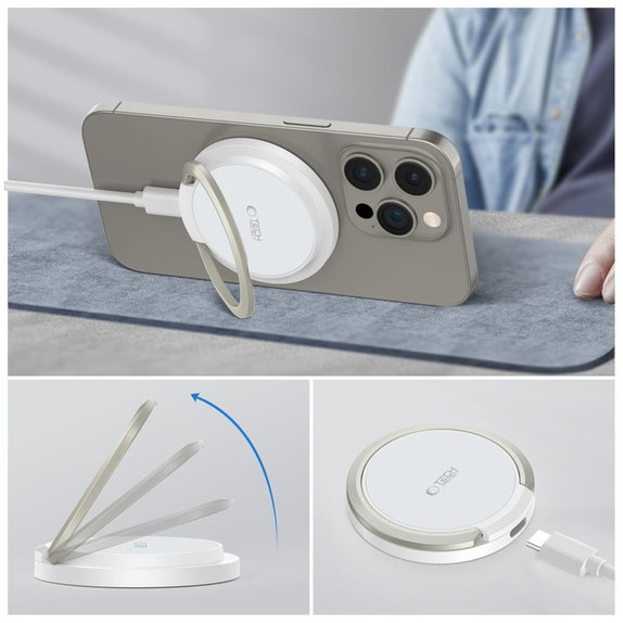 Încărcător wireless QI15W-A33 Magnetic MagSafe, albă, Tech-Protect