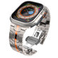 Curea Stainless Line pentru Apple Watch 8 / 9 / 10 / 11 / SE / Ultra (44 / 45 / 46 / 49 mm), Titanium/Orange, Tech-Protect