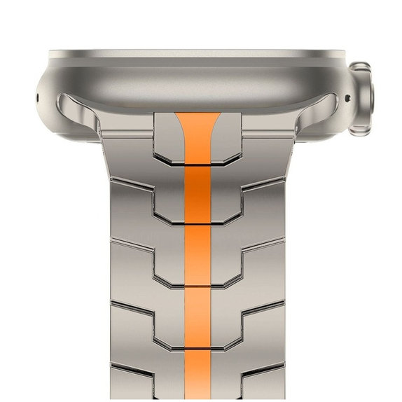 Curea Stainless Line pentru Apple Watch 8 / 9 / 10 / 11 / SE / Ultra (44 / 45 / 46 / 49 mm), Titanium/Orange, Tech-Protect